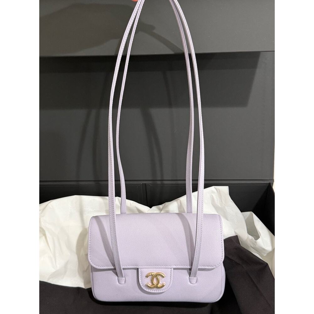 Chanel 26S Preppy Coco Mini Purple Caviar Leather Gold CC Logo Shoulder Bag - Picture 4 of 16